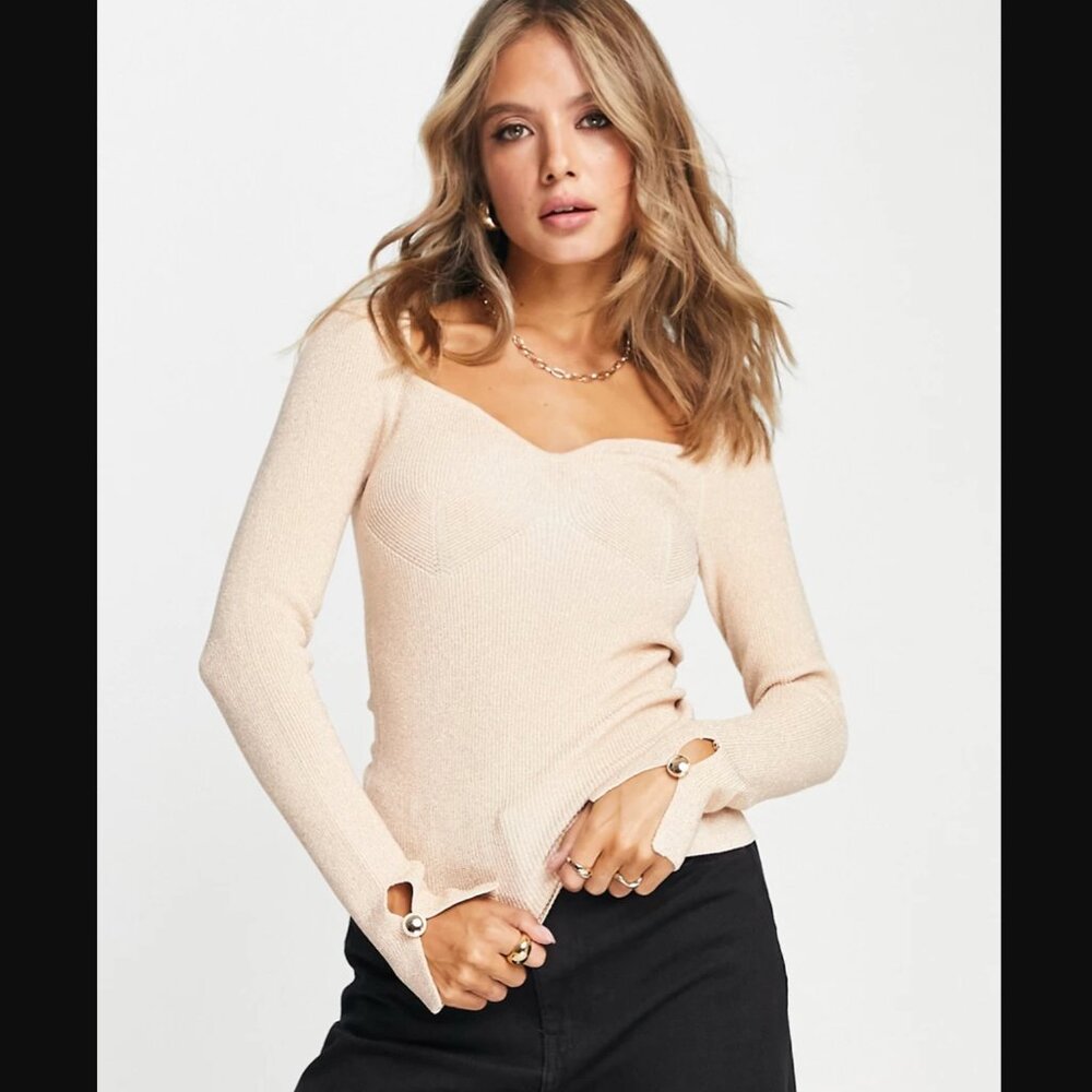 NWT River Island Rose Gold Metallic Sweater